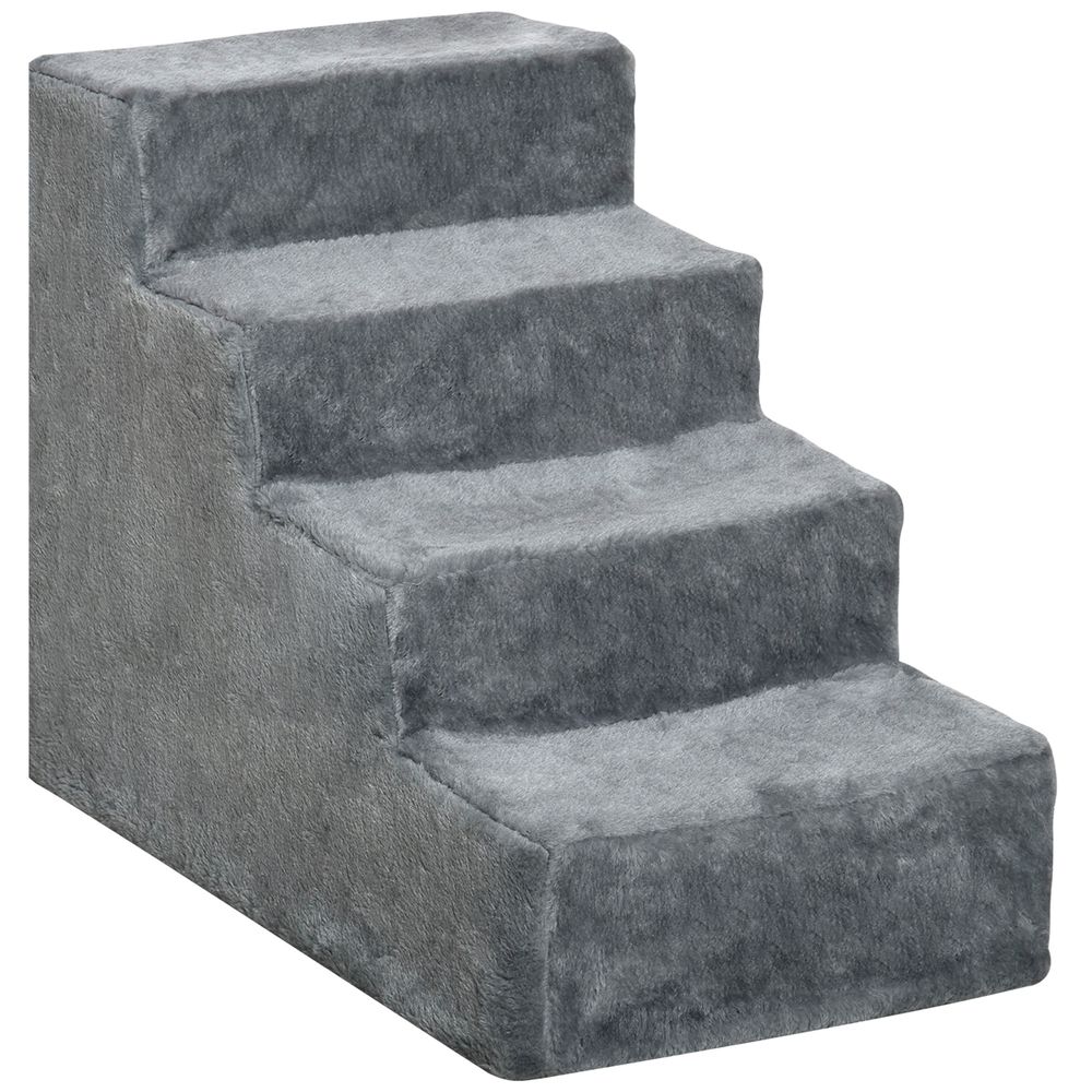 Escalier 4 marches chien chat particules antidérapant accès facile lit canapé 60x35x44cm gris
