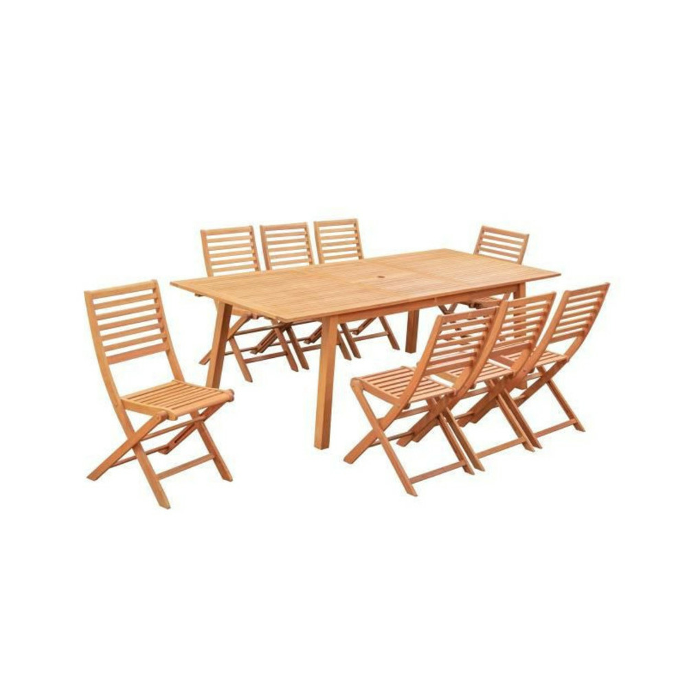 Table de jardin extensible 8 a 10 personnes - 180-240 x 100 x h.75 cm - acacia fsc - extension papillon