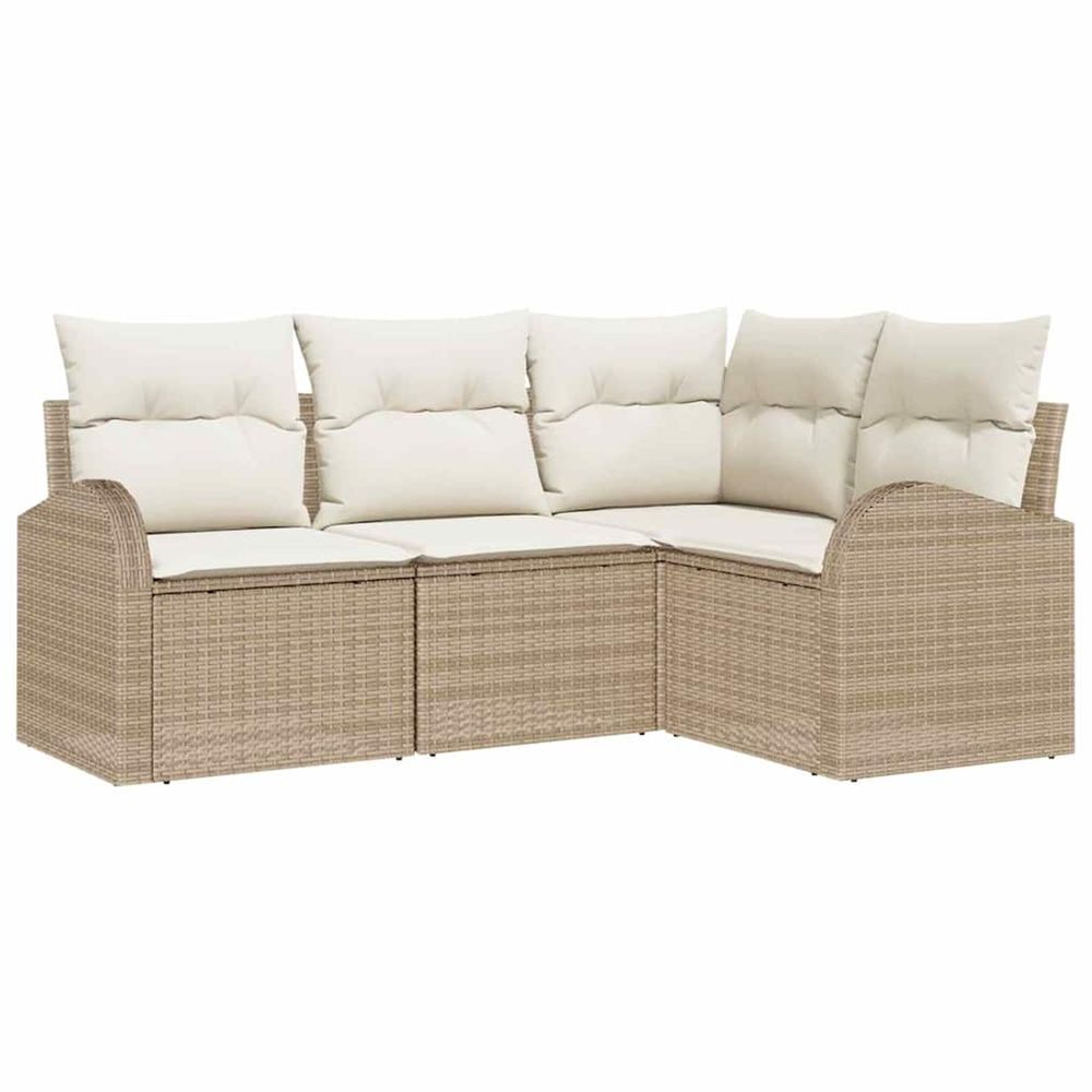 Ensemble de canapé de jardin 4 pc beige et blanc polyrotin