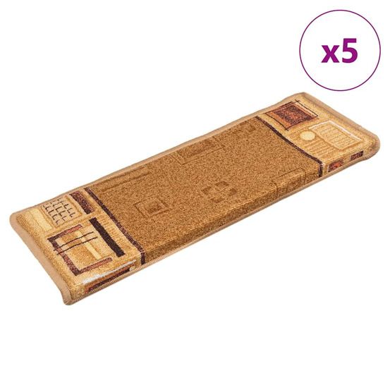 Tapis d'escalier autoadhésifs 5 pcs 65x21x4 cm beige