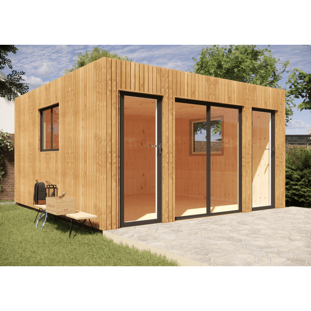 Studio jardin location saisonnière en bois 4,4 x 4,6 x 2,7 m avec plancher isolé / menuiseries alu k-line