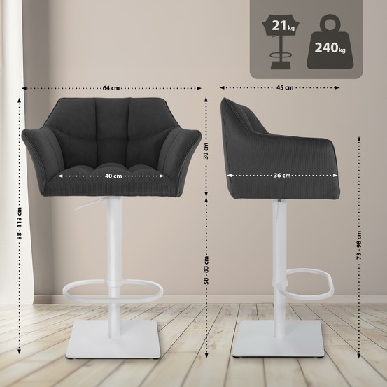 Tabouret de bar damaso w cord