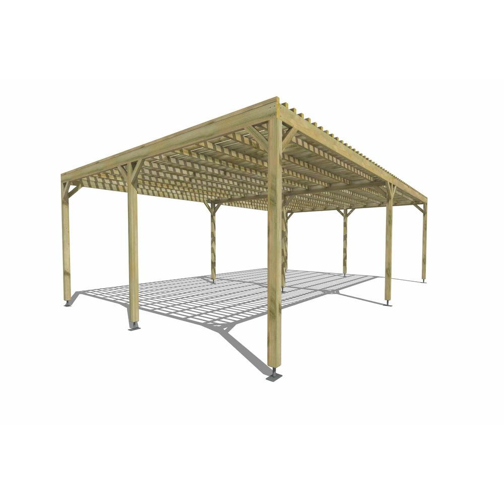 Pergola bois • 8m x 5m • indépendante • sens largeur • lattage bois • livraison comprise