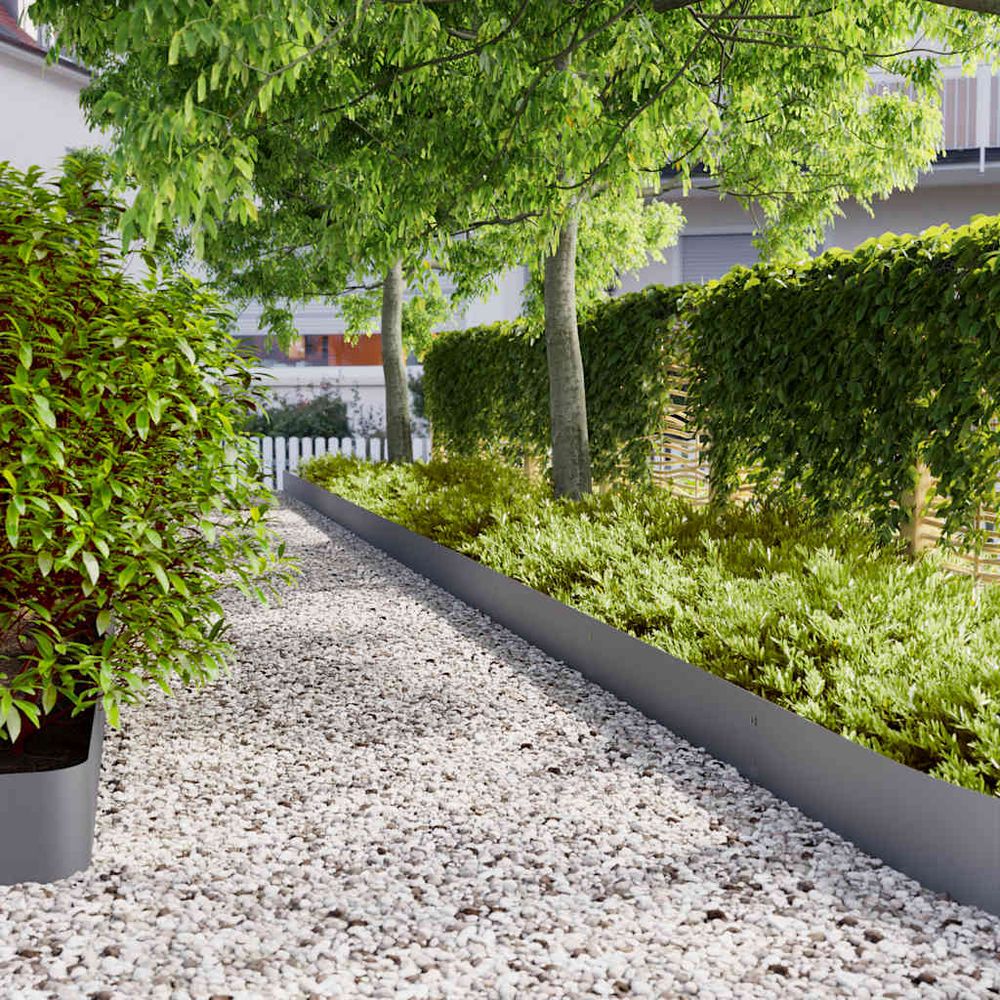 Bordure de jardin acier laminé grands espaces séparation gazon 30,9m anthracite