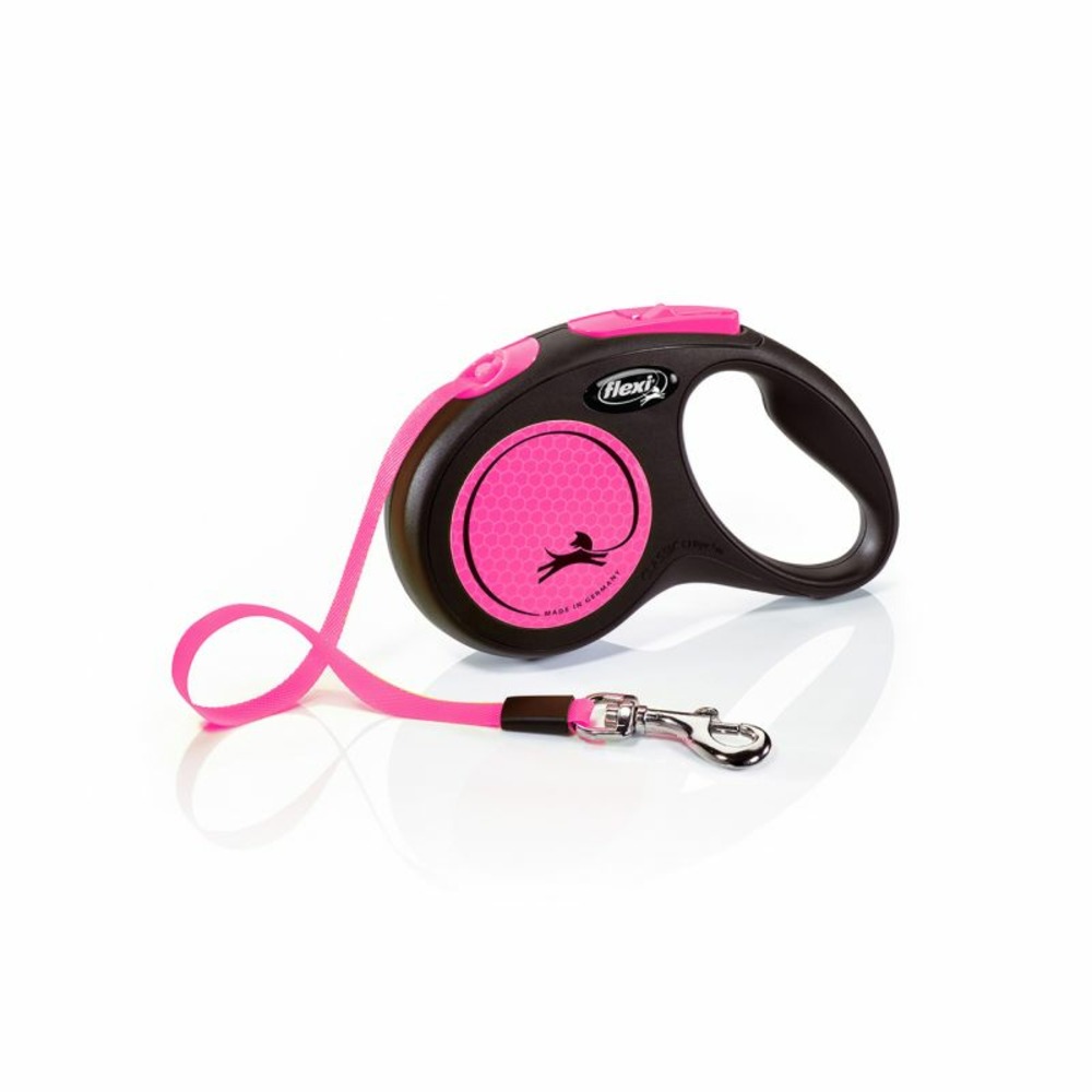 Laisse new neon m tape 5 m black/ neon pink flexi cl21t5-251-s-neop