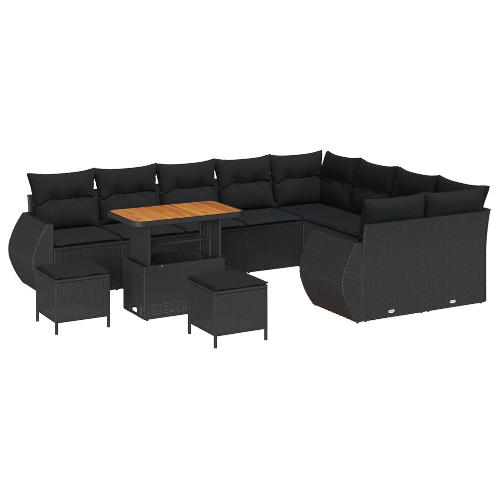 Ensemble de canapé de jardin 12 pc 12-nombre de places noir