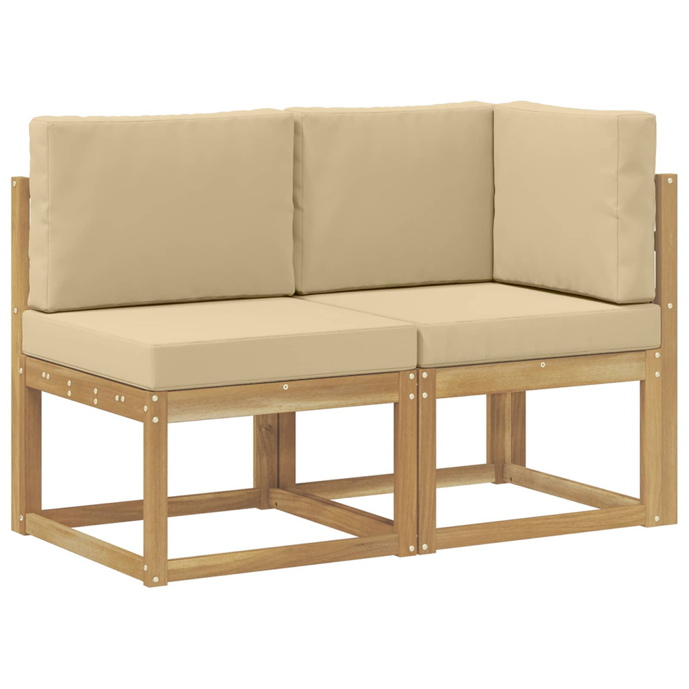 Canapé d’extérieur milieu et coin avec coussin 2 pièce blanc