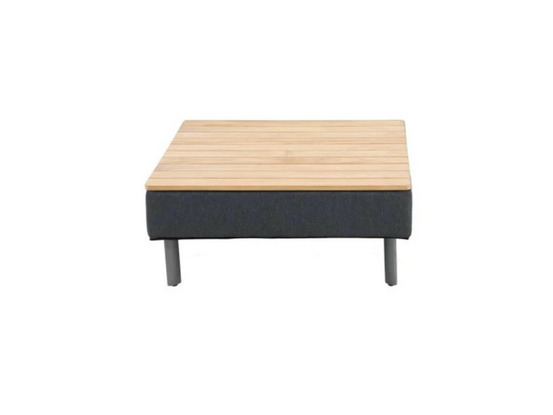 Table basse de jardin en aluminium gris et teck