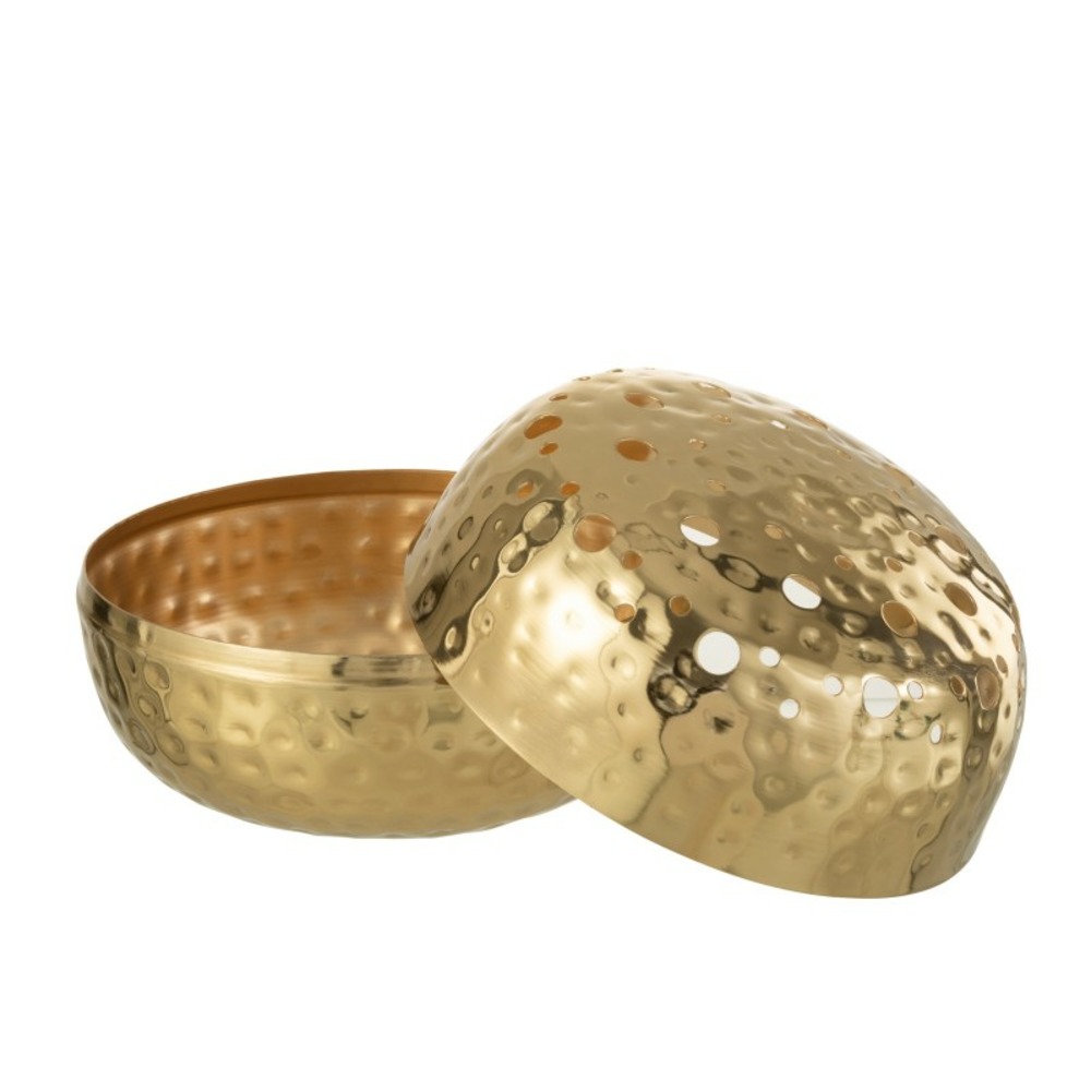 Vase boule avec trous en métal doré 23x23x9 cm