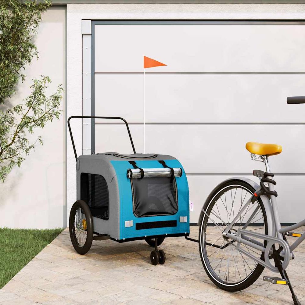 Remorque vélo grand chien cadre acier transport spacieux et sécurisé bleu
