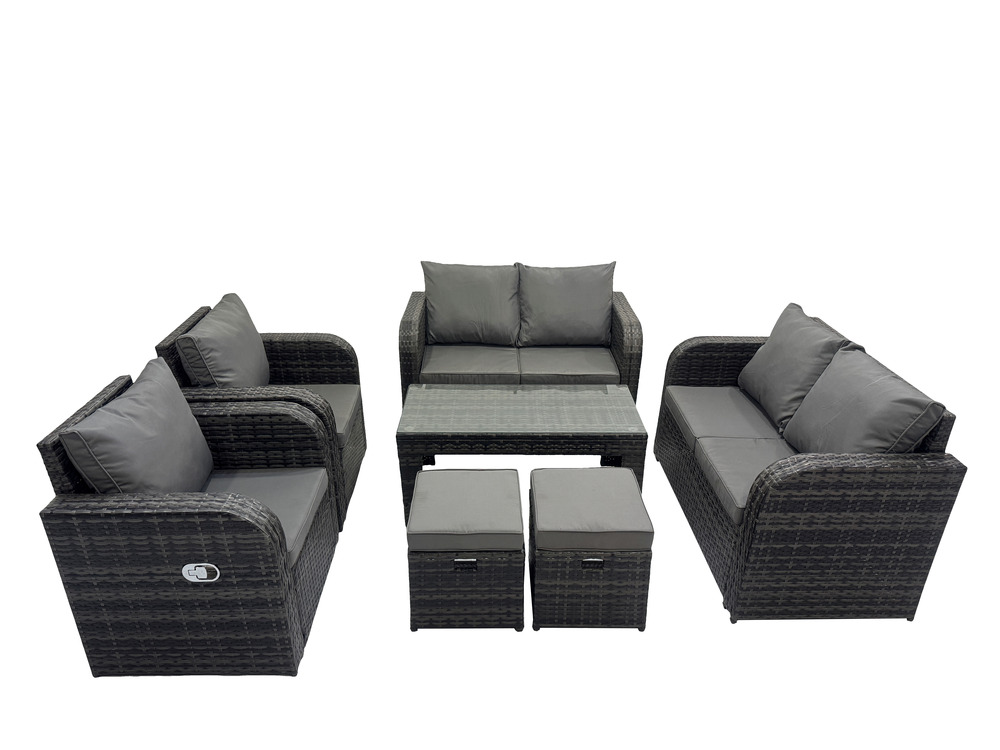 Ensembles de meubles de jardin 8 places ensemble de canapés en rotin avec table basse chaise inclinable 2 petits tabourets