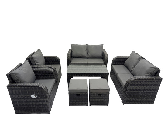 Ensembles de meubles de jardin 8 places ensemble de canapés en rotin avec table basse chaise inclinable 2 petits tabourets