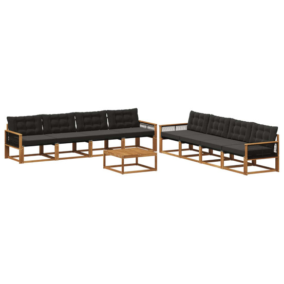 Ensemble de canapés d'extérieur 9 pcs naturel et noir