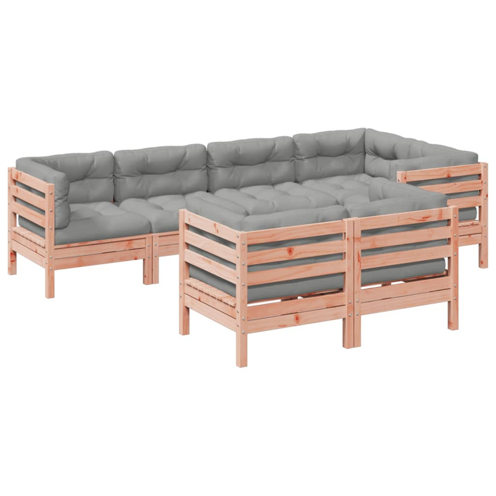 Salon de jardin 7 pcs et coussins bois massif sapin de douglas