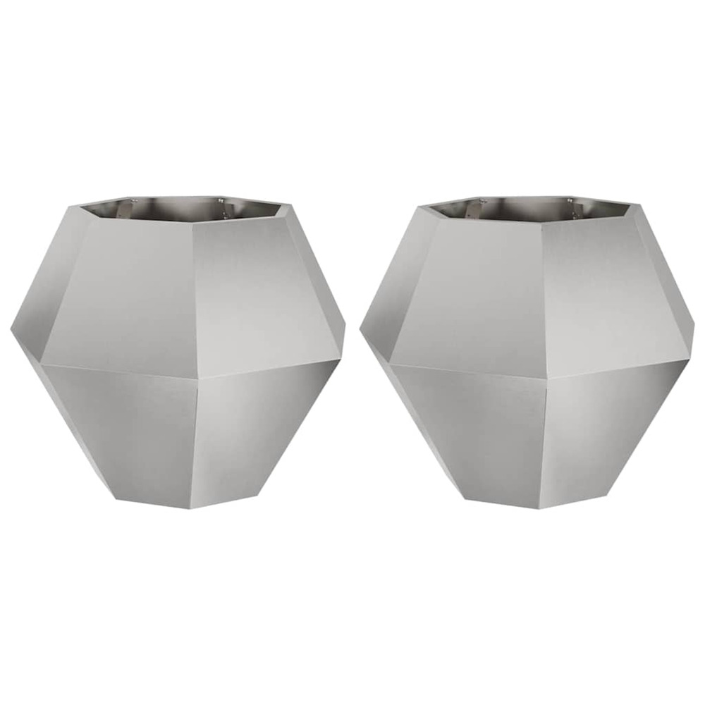 Jardinière d'extérieur 2 pcs argent 75 x 75 x 60 cm acier inoxydable