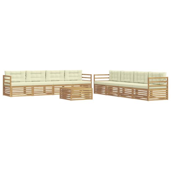 Ensemble de canapés d'extérieur 9 pc blanc et crème polyester