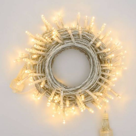 Guirlande lumineuse 10m 100 led blanc chaud 31v prolongeable câble transparent ip44 smart connect lotti