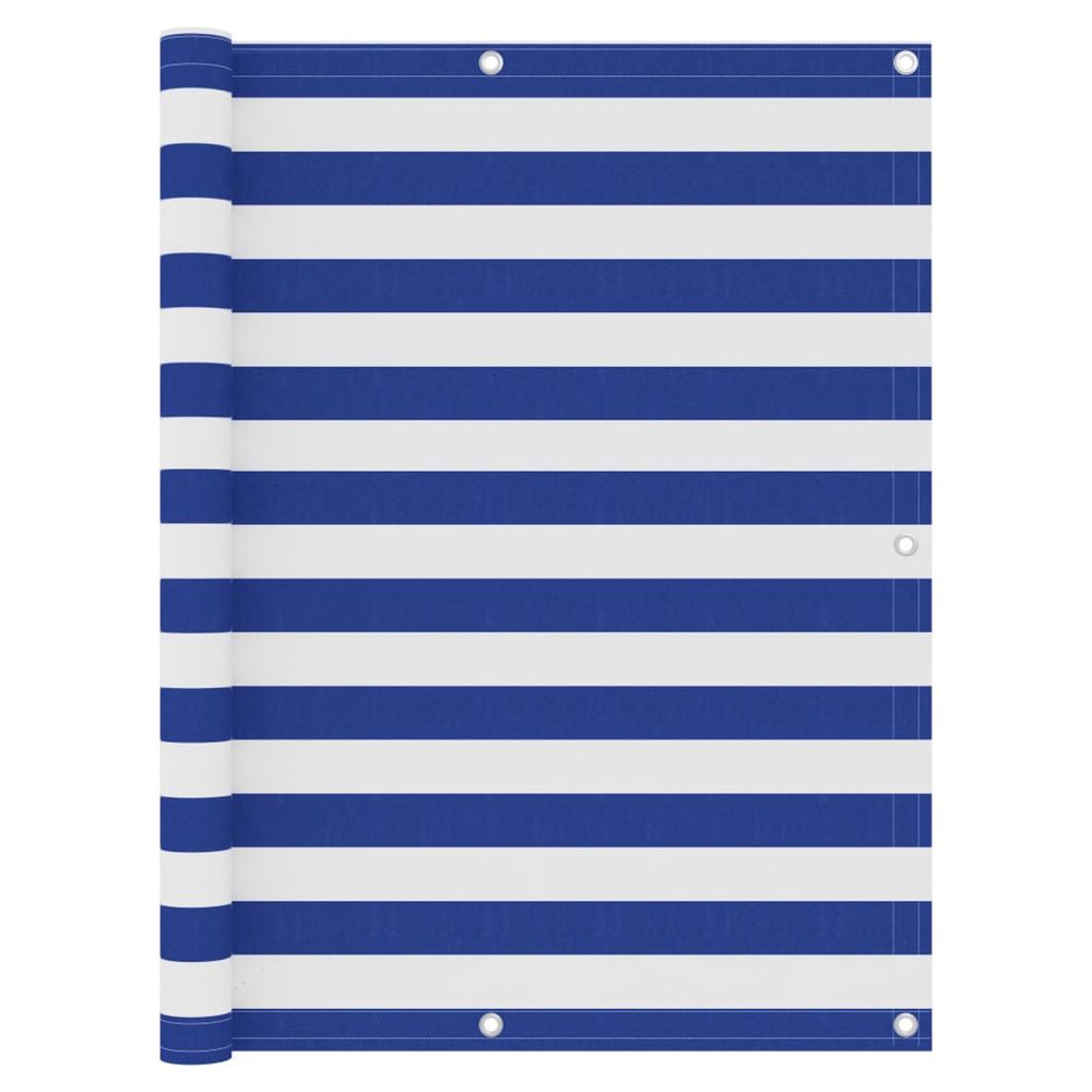 Écran de balcon blanc et bleu 120x300 cm tissu oxford