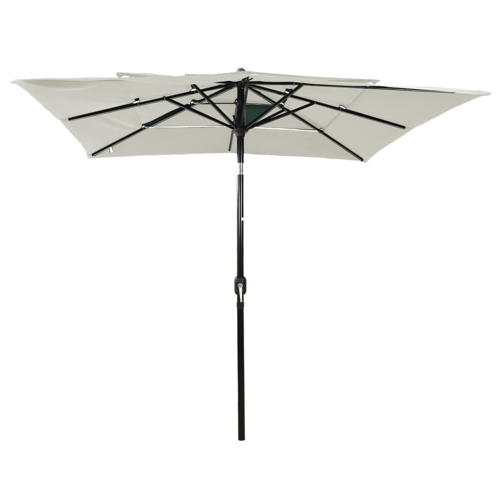 Parasol de jardin à 3 niveaux avec mât en aluminium sable
