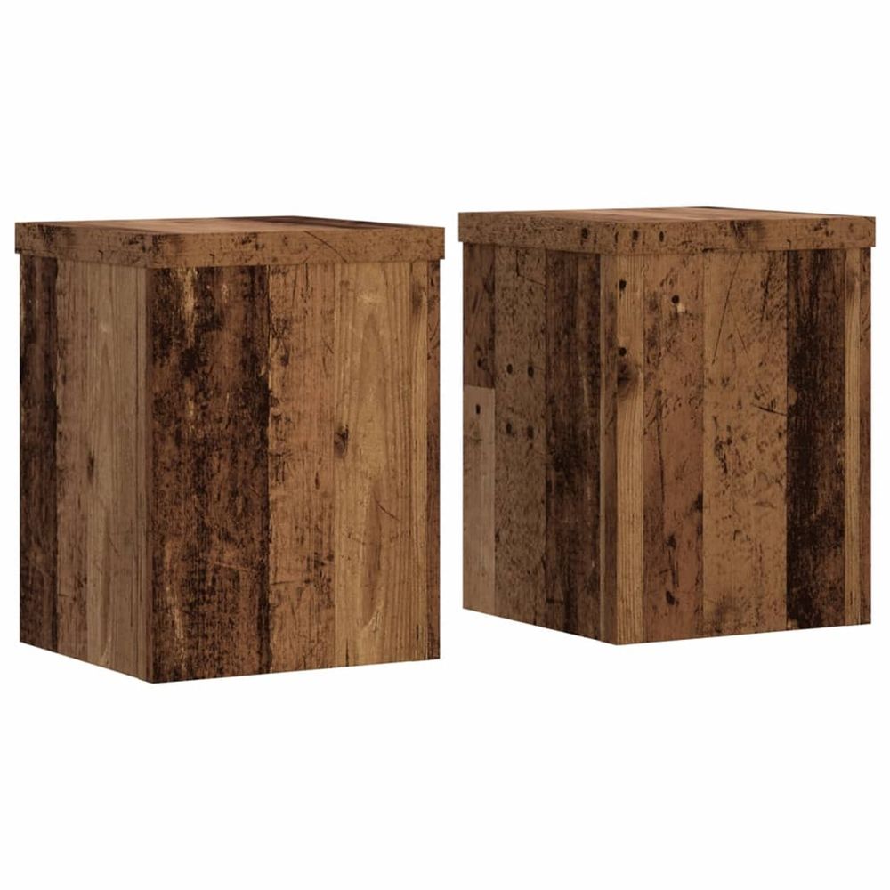 Support de plante 2 pièces bois ancien 15 x 15 x 20 cm