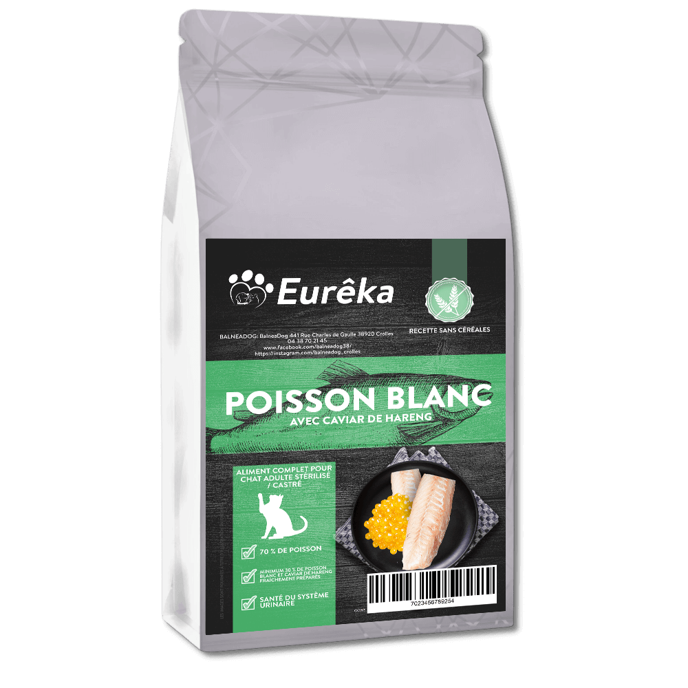 Croquettes chat adulte holistic sans céréales - poisson blanc avec caviar de hareng - 1.5 kg