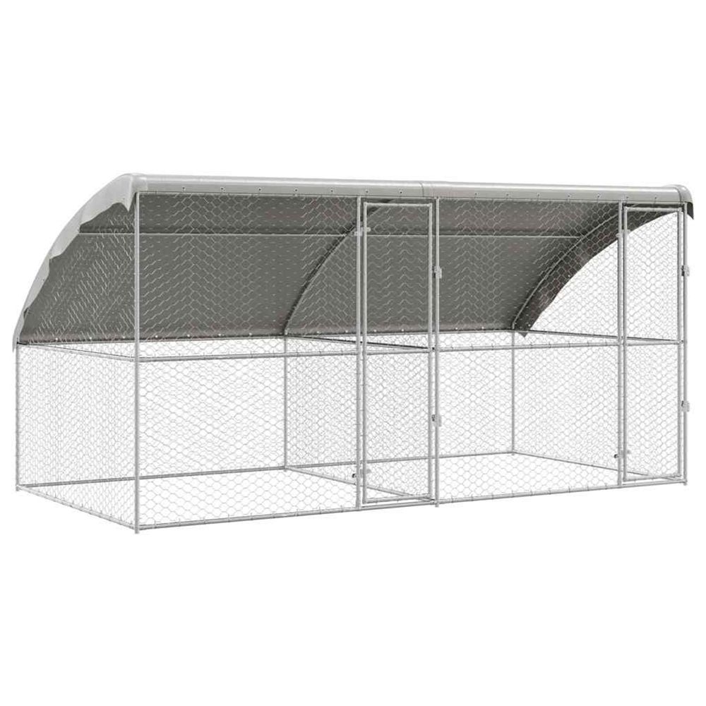 Kennel pour chiens 2 pc argenté 4 x 2 x 2 m acier galvanisé