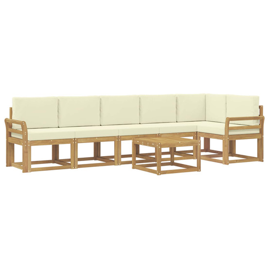 Ensemble de canapés d'extérieur 7 pcs blanc et crème polyester
