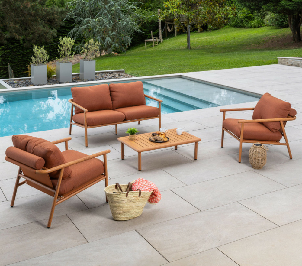 Salon de jardin en aluminium - 4 places - terracotta - arizona