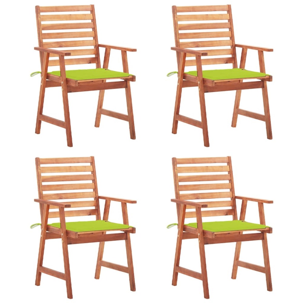Chaises à manger d'extérieur lot de 4 et coussins acacia massif