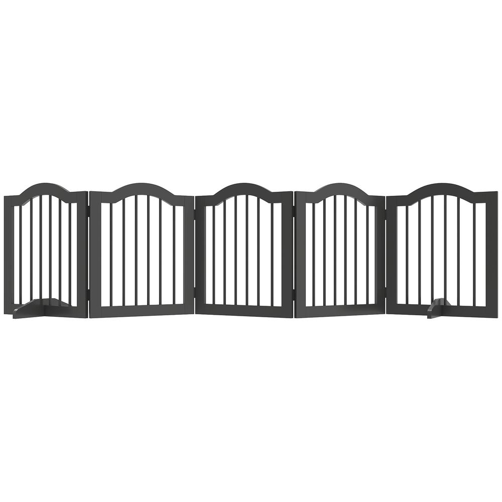 Barrière pour chien bois et mdf 261,5 x 61 cm noire autoportante pliable 5 panneaux