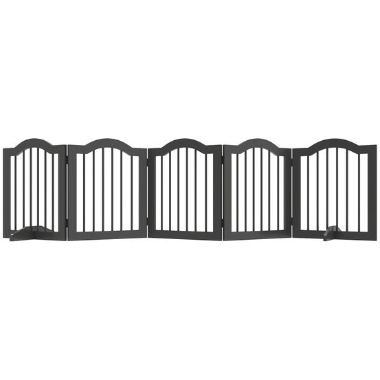 Barrière pour chien bois et mdf 261,5 x 61 cm noire autoportante pliable 5 panneaux