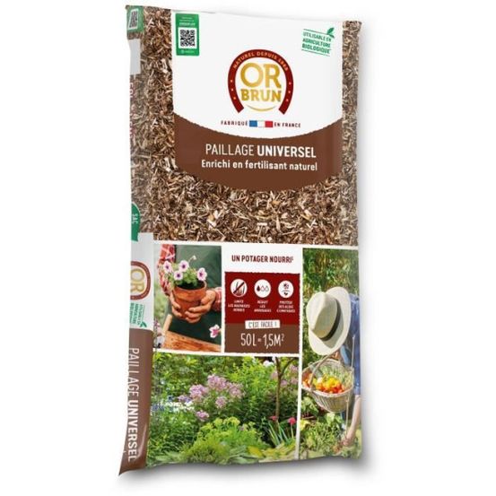 Paillis fertilisant universel 50l or brun - nourrit la terre et limite l'arrosag