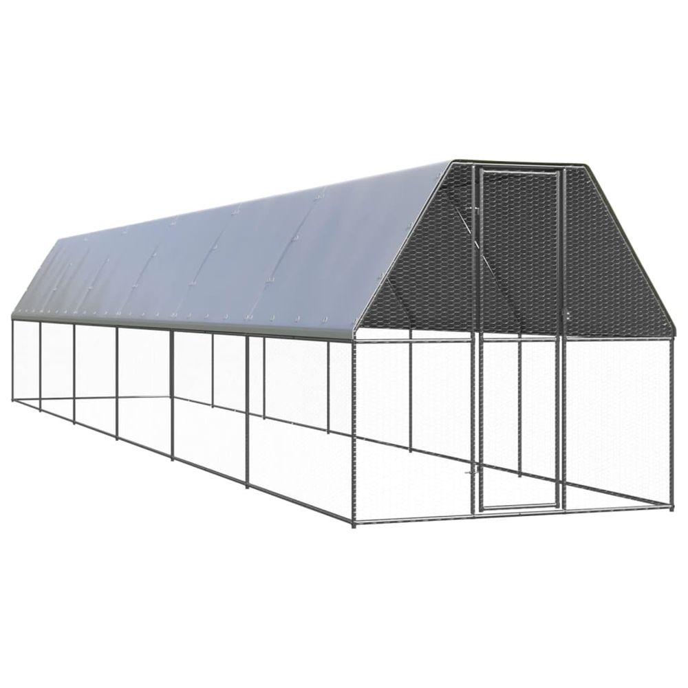 Poulailler d'extérieur 2x12x2 m acier galvanisé