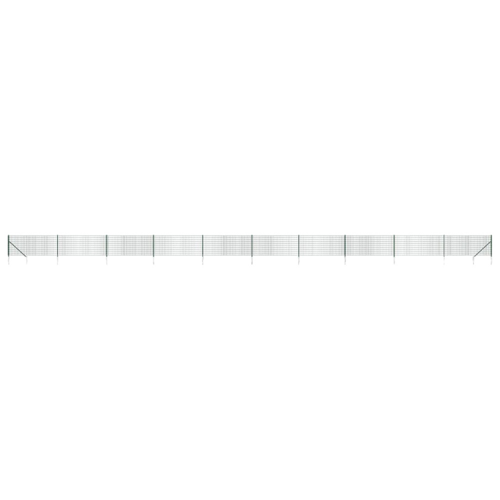 Clôture en treillis métallique et piquet d'ancrage vert 1,1x25m