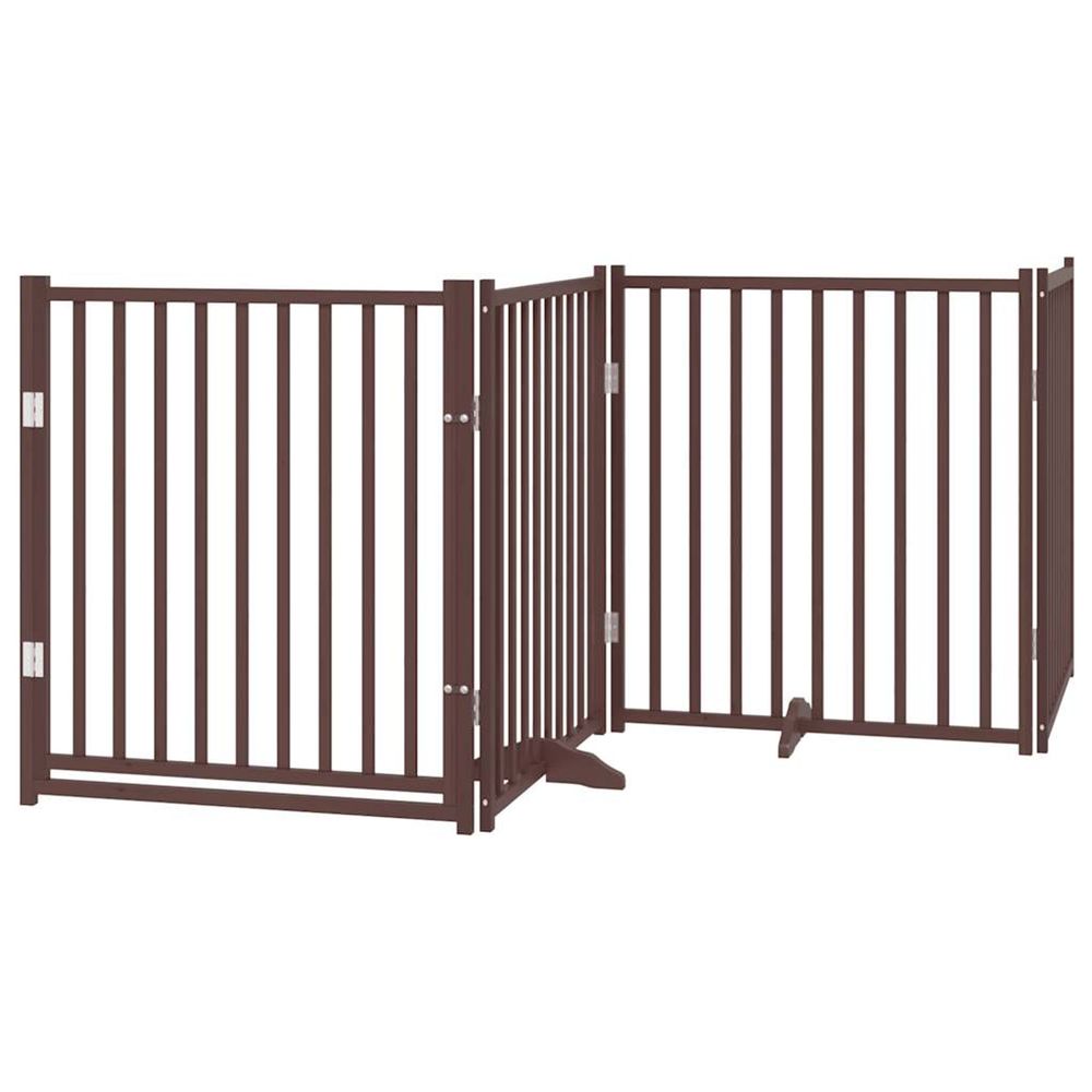 Barrière pour chiens avec porte 4 panneaux bois de sapin massif