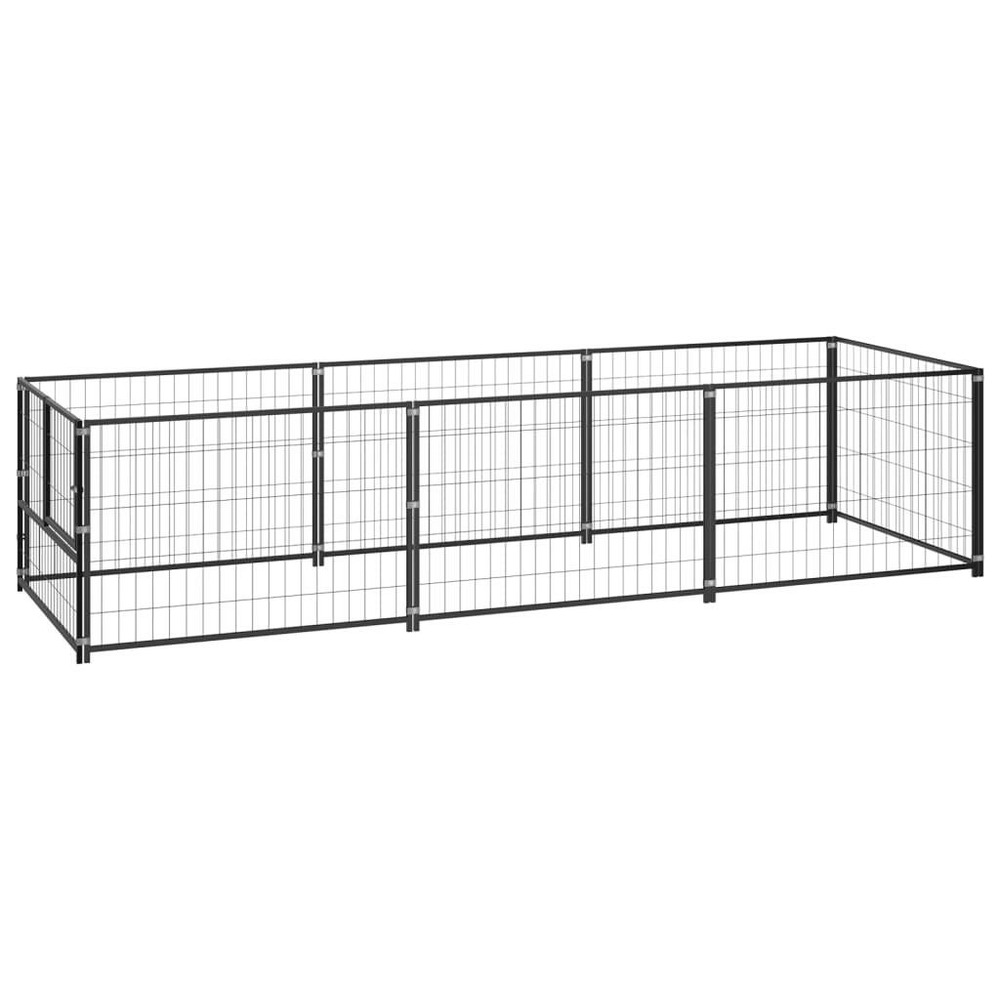 Chenil extérieur cage enclos parc animaux chien noir 3 m² acier