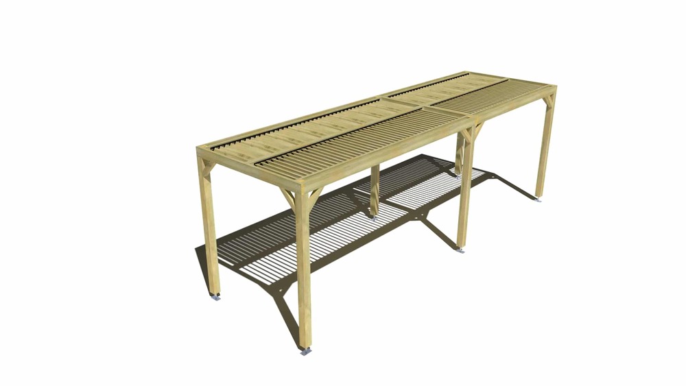 Pergola bois • 7m x 2m • indépendante • sens largeur • lames orientables bioclimatiques incluses • livraison comprise