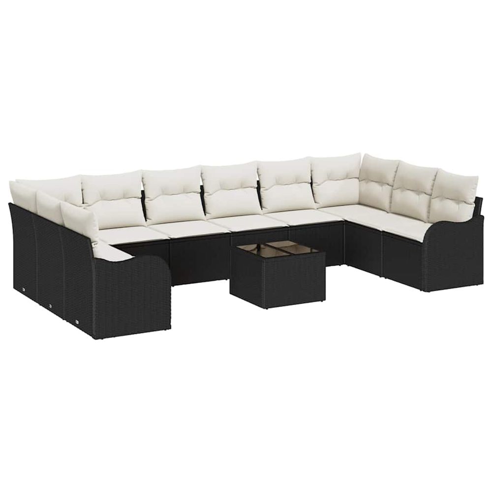 Ensemble de canapé de jardin noir 55 x 55 x 37 cm polyrotin