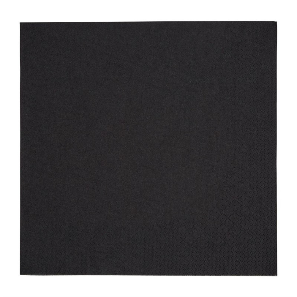 Serviettes dîner recyclable 3 plis format 1/4 400mm noires lot de 1000 - fiesta
