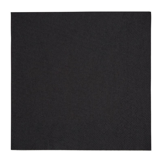 Serviettes dîner recyclable 3 plis format 1/4 400mm noires lot de 1000 - fiesta