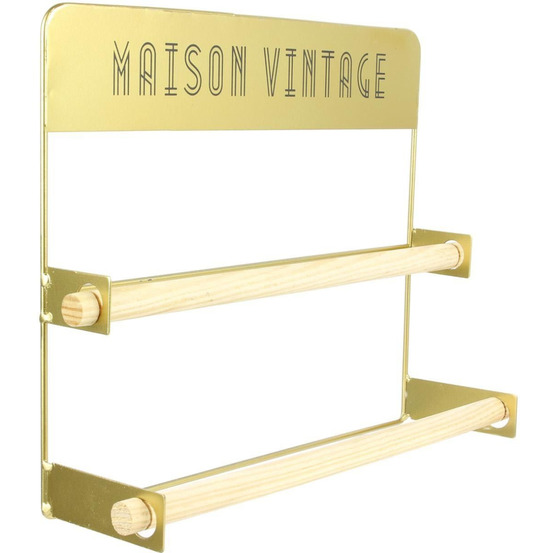 Dérouleur mural essuie-tout double rouleaux doré