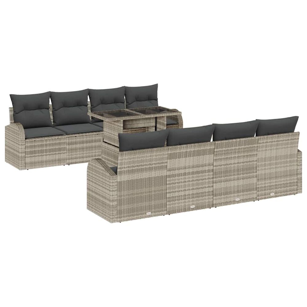 Ensemble de canapé de jardin 9 pc gris clair poly rattan