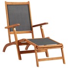 Chaise longue transat d'extérieur bois d'acacia massif et textilene