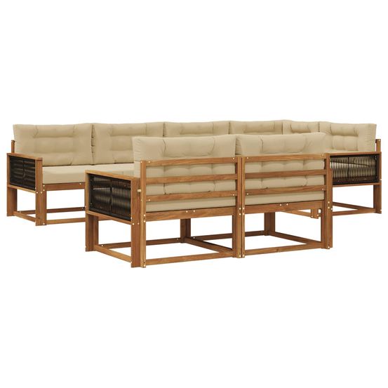 Ensemble de canapés d'extérieur 8 pc naturel et beige