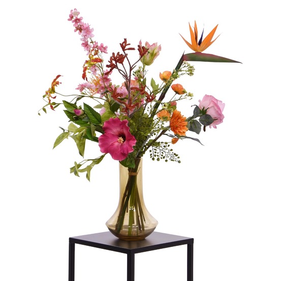 Bouquet d'art artisanal fleur paris - orange/rose