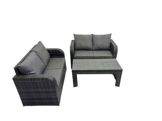 Ensemble de meubles de jardin en polyrotin avec table basse rectangulaire