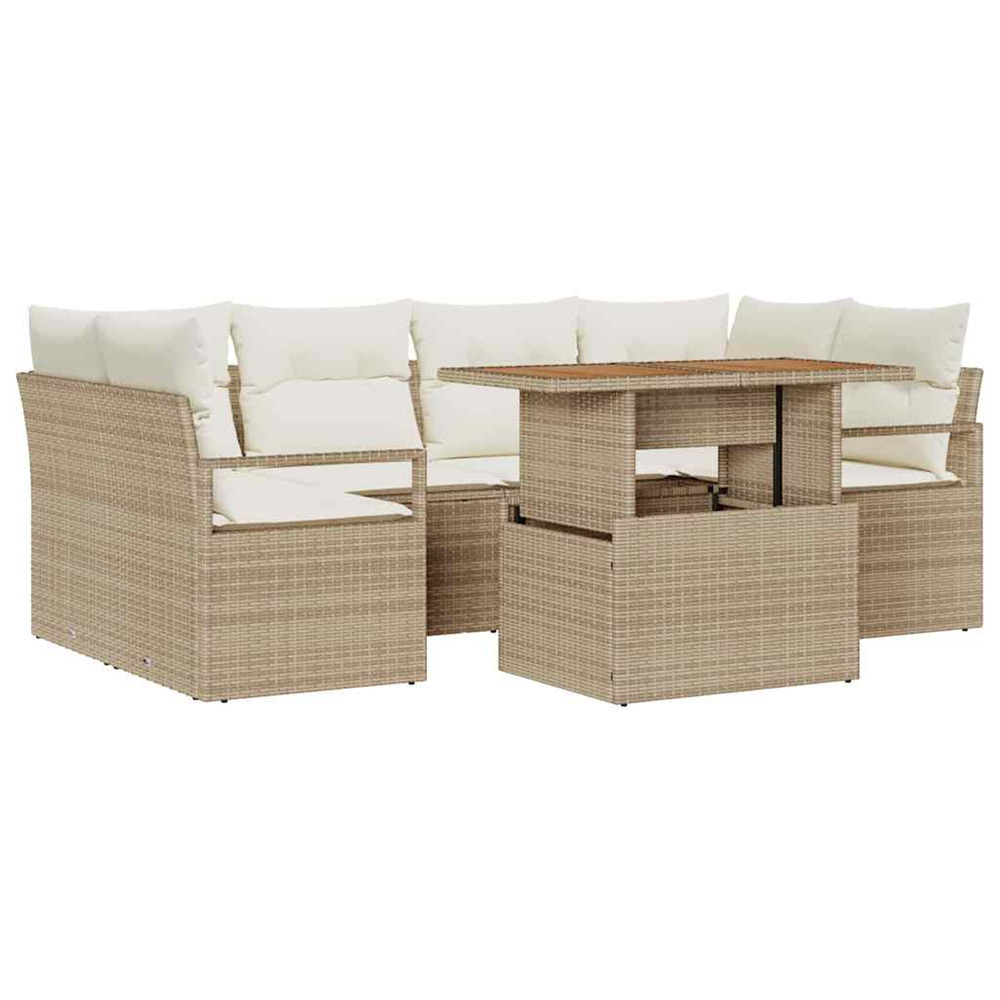 Ensemble de canapé de jardin avec coussin 7 pcs beige et crème