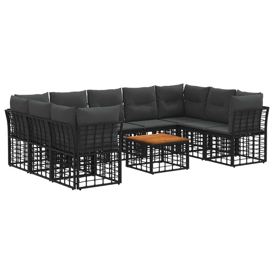 Ensemble de canapés d'extérieur 10 pcs noir et gris foncé