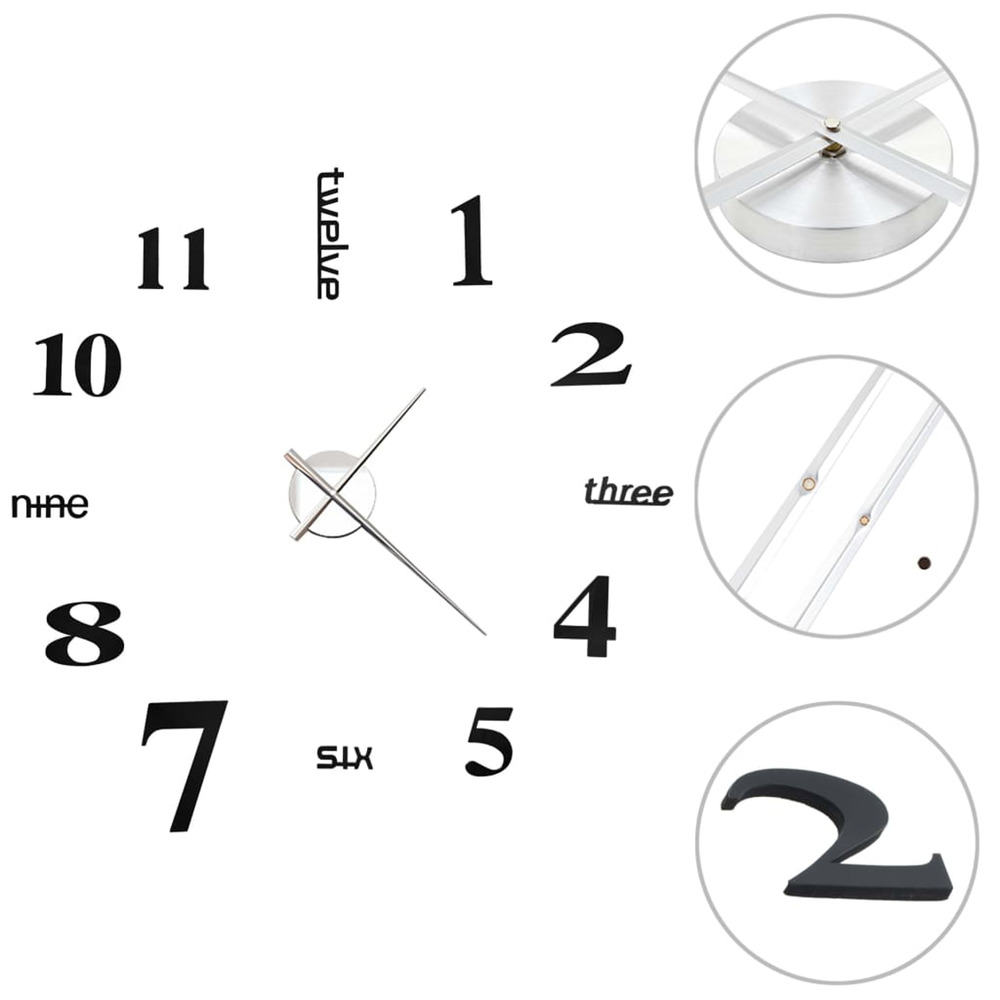 Horloge murale 3d design moderne 100 cm xxl noir
