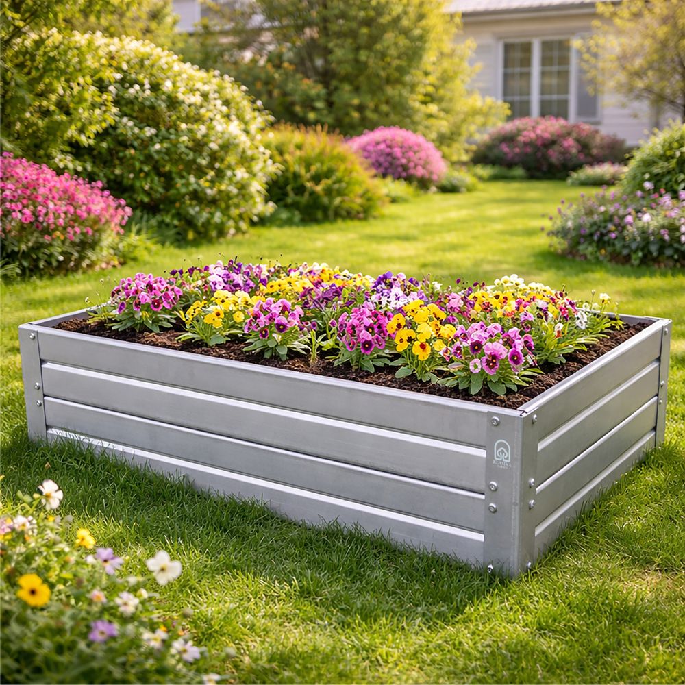 Carré potager surélevé en acier galvanisé 95 x 50 x 20 cm, 95 l, tôle 1 mm